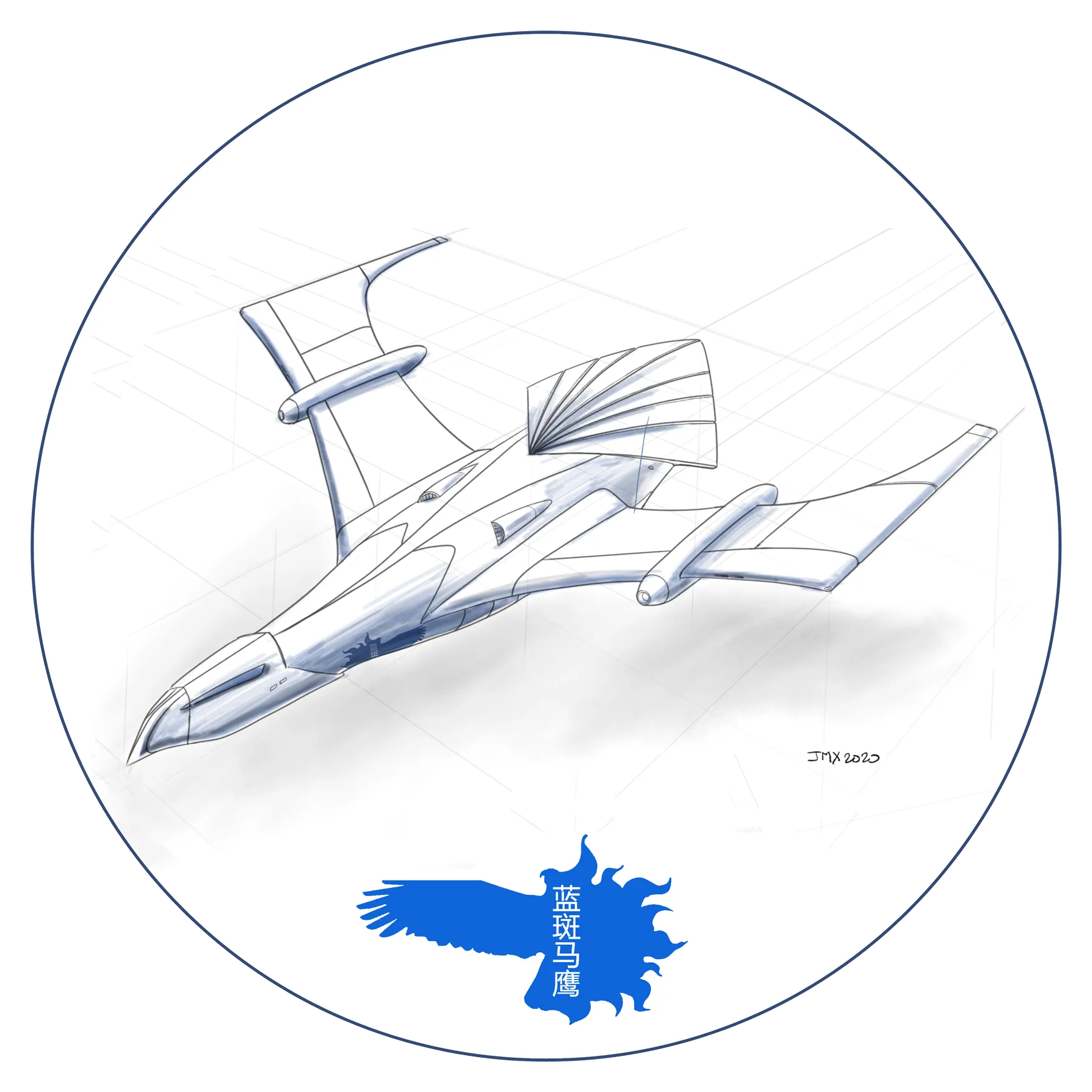 Esquisse et logo du Circaète bleu