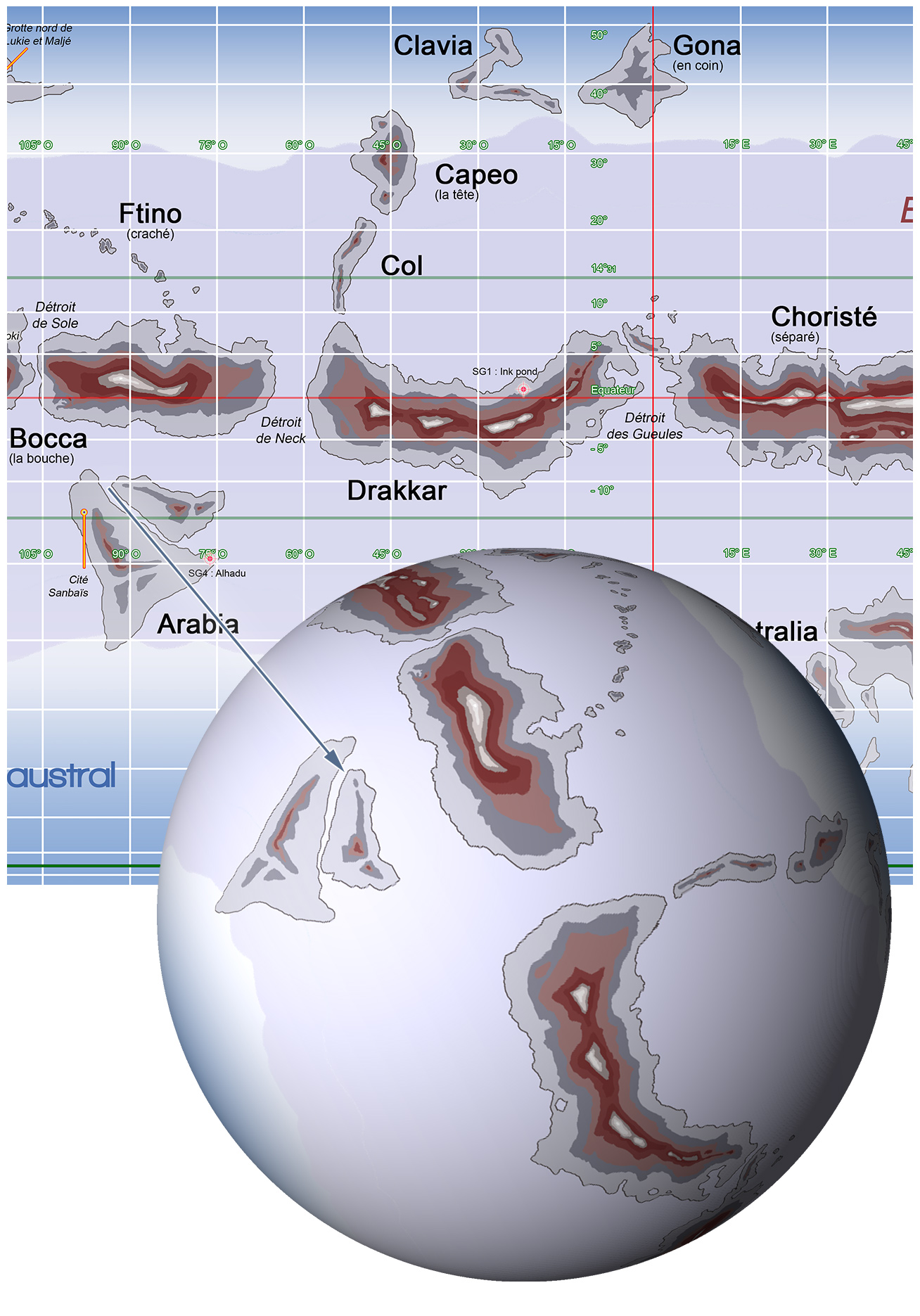 Vue du continent Arabia