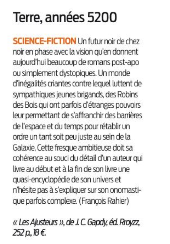Chronique du regretté François-Xavier Rahier en 2022 sur « les Ajusteurs »